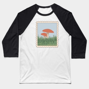 Cottagecore Mushroom Stamp Baseball T-Shirt